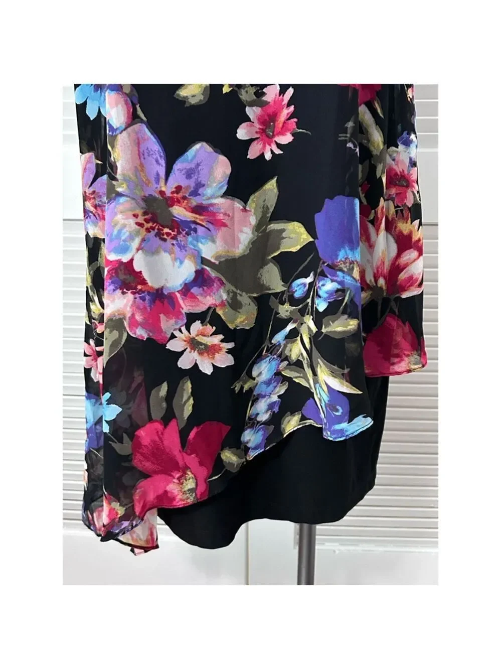 SL Fashions New York Dress Size 10 Black Floral - Picture 3 of 13
